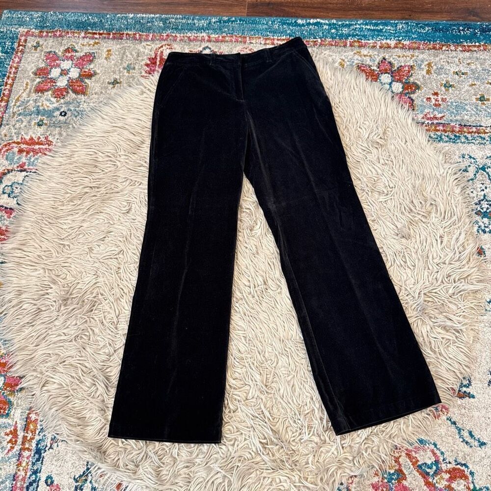 Garnet Hill Black Straight-Leg Velvet Pants